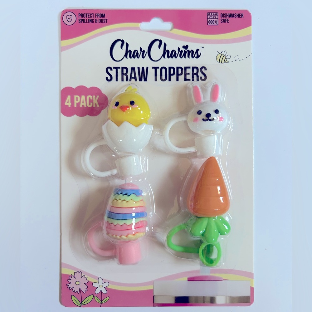 NEW!!! Char Charms Easter Straw Topper 4 Pack Set For Tumblers!-(NWT) - Picture 9 of 9